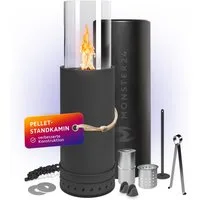 Monster24 Echtfeuer-Dekokamin Bio-Ethanol Standkamin für Indoor & Outdoor (80x26x26 cm)