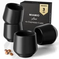 MiaMio Espressotasse Luxe ohne Henkel, 90 ml, Schwarz, 4-tlg., Keramik, Ristretto & Doppio, dickwandig, modern