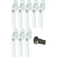 ABUS Fenstergriff ABUS FG200 Weiß, Braun, Silber, SB abschließbarer Fenstergriff, 8er Set weiß, abschließbar, Kindersicherung