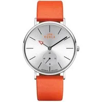UMR Ruhla Quarzuhr Style Damenuhr 30168-1 Silbern Lederband Orange 40 mm