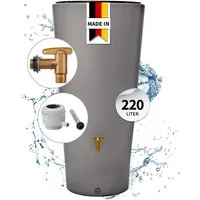 4rain Regentonne VASO 2in1 Regentonnen Komplett-Set 220 L zinkgrau, 220 l