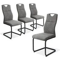 Jiexi Esszimmerstuhl Esszimmerstuhl Grau gepolstert mit Freischwinger Gestell 2er/4er/6er (Set), Schwingstuhl
