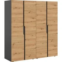 Home affaire Kleiderschrank BJÖRNEBORG, Schlafzimmerschrank, Garderobe, Schrank (inklusive Wechselblende in anthrazit und Artisan Eiche Nachbildung) 2 Schränke, je 80 cm breit, 2 Kleiderstange, 4 Böden