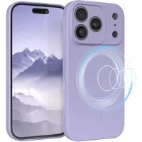 EAZY CASE Handyhülle für Apple iPhone 17 Pro Hülle Silikon 6,3 Zoll, MagSafe Soft-Silikonhülle kabelloses Laden matte Oberfläche Blau Lila