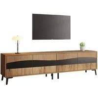 Merax Lowboard mit Holzmaserung-Oberfläche (1 St), TV Schrank mit 4 Schränken und 8 Beinen, Fernsehschrank, 180x40x50cm