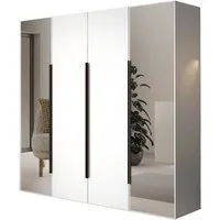 Compleo Kleiderschrank mit 4 Türen, Drehtürenschrank, Garderobenschrank mit Spiegel