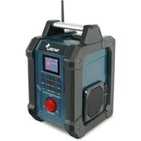 Leicke Baustellenradio DAB+, FM, BT, AUX, 4000mAh, 2×15W, LCD 2.4" Digitalradio (DAB) (Equalizer, Wecker, Schlaf-Timer, Beleuchtung, Inaktives Standby)