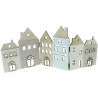 Home-trends24.de Dekofigur Häuser Haus Holz Deko Winter Häuserfront Aufsteller Figur