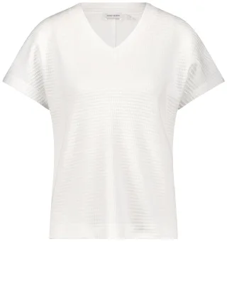 GERRY WEBER Collection - Kurzarmshirt in Waffeloptik off-white - Gr. - 38