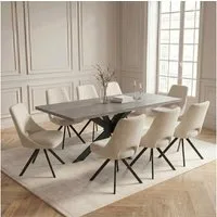 Jiexi Essgruppe Essgruppe ausziehbar 160-200cm MDF Rhein-Optik Flanell Stühle Set