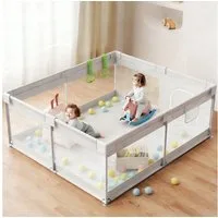 MC Star Laufstall 175x150cm - Großes Laufgitter Baby, XXL Sicherheitsspielplatz (Für Kinder Mit Atmungsaktivem Netzdesign, Rutschfeste Basis, 2 Zugringe (175x150X64 cm)