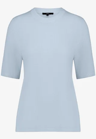 zero - Basic-Strickpullover kurzarm blue fog - Gr. - 38