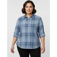 Sieh an! Klassische Bluse Karo-Bluse Langarm