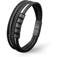 UNIQAL.de Lederarmband Lederarmband Herren "LUNA" geflochten, (Edelstahl, Echtleder, Casual Style, Handgefertigt in Deutschland)