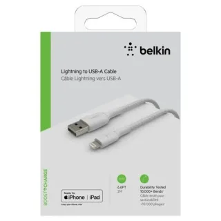 Belkin Lightning Lade/Sync Kabel 2m, ummantelt, mfi zert, weiß