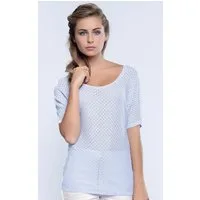 Passioni Kurzarmpullover mit leichten Rauten