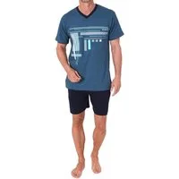 Normann Pyjama Normann Herren Schlafanzug Shorty mit Frontprint - auch in Übergröße