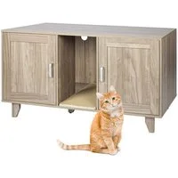 relaxdays Katzenhaus XXL Katzenschrank für Katzenklo, grau