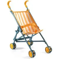 DJECO Puppenbuggy Sunshine Puppenwagen 54 cm faltbarer Kinderwagen gelb weiß blau