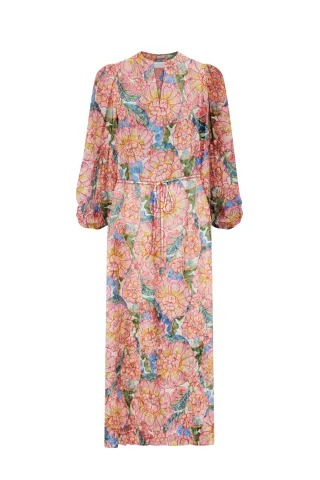 Rich & Royal - Printed Midi Dress with V-Neck soft papaya - Gr. - 40