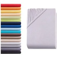 Hometex Premium Textiles Spannbettlaken für Topper bis 10cm Steghöhe, Jersey, Gummizug: Rundumgummizug, ideal für Boxspringbett Topper, 100% reine Baumwolle
