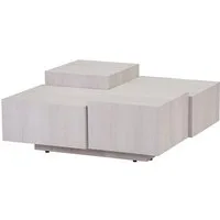 HOME DELUXE Couchtisch NAYELI 96 x 96 x 39 cm (Moderner Schwebetisch mit Holzoptik), Mehrfach-Ebenen I Sofatisch, Wohnzimmertisch
