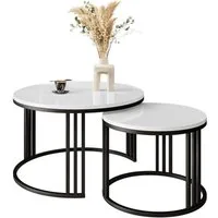 Lookway Couchtisch LORI 2in1 mit Hochglanz Platte (2er Set), Durchmesser: ⌀70 cm und ⌀50 cm