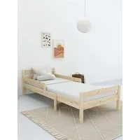 Home affaire Kinderbett Wenke, ausziehbar von 140 bis 200 cm, FSC® (90cm Breite, 140-200cm Liegefläche), massive Kiefer, mit Lattenrost, zeitlose Optik, Rausfallschutz