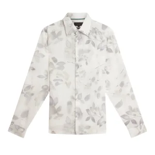 Ted Baker Kalmill Regular Fit Hemd Mit Blattschattenmuster, Weiß