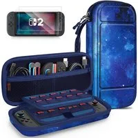 Fintie Nintendo-Schutzhülle Tasche mit 2 Panzerglas für Nintendo Switch 2(2025), 2-in-1 Zubehörset, mit 2 Stücke Schutzfolie, 1 Tragetasche mit großem Fassungsvermögen