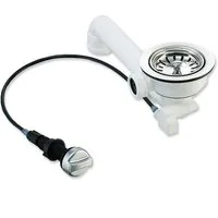 keenberk Anschluss-Set Spülenablauf Siebkorbventil 3 1/2" Ø 114 mm mit Seil-Drehbetätigung