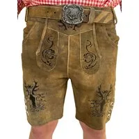 Dretaild Trachtenhose Premium Herren Lederhose Ziegenleder kurz mit