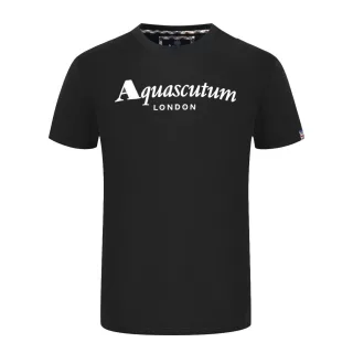 Aquascutum London Markenlogo Schwarzes T-Shirt