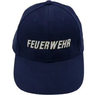 Cappy | Feuerwehrstore | Navyblau | Wunsch-Stick "FEUERWEHR" | 100% Baumwolle | Einheitsgröße | Metallclip neongelb Standard "FEUERWEHR"