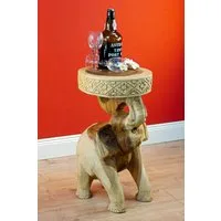 Kinaree Blumentisch Holz Beistelltisch CHANG, Akazie Massivholz, Naturprodukt, Schnitzerei, Handgefertigt