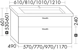 Burgbad Waschtischunterschrank System 30 Preisgruppe 2 Echo 601x570x490 Eiche Dekor Rost WYKK057F6327