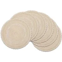LuxusKollektion Platzset 6er Set Runde Platzsets Baumwolle Tischmatten Weihnachten Beige 38cm