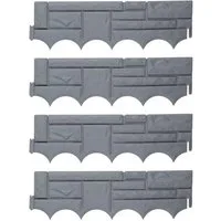 HTI-Living Beetumrandung Beeteinfassung Steinoptik 4-teilig Nessa, LxH: 58x17.5 cm, Set, 4 Module, Beetbegrenzung Beetumrandung