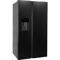 BAUKNECHT Side-by-Side SBS IW D90 Black, 179 cm hoch, 91 cm breit, Wasser- und Eiswürfelspender – Wasser, Crushed Eis & Eis jederzeit