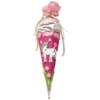 Roth Schultüte Basteltüte Einhorn, 68 cm, eckig, mit rosa Kreppverschluss, Zuckertüte zum Basteln