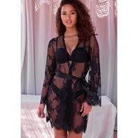 LASCANA Kimono, Gürtel, aus traumhafter Eyelash-Spitze, sexy Dessous, Reizwäsche