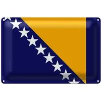 Roomando Metallschild Flagge Bosnien und Herzegowina 18x12cm Flag