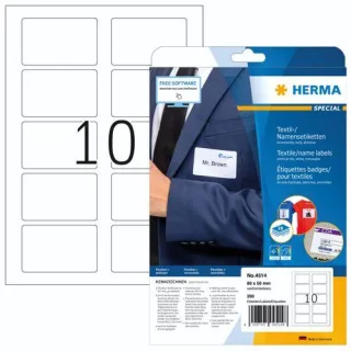 Herma Textil-/Namensetiketten 80x50mm 200 Stück weiß 4514