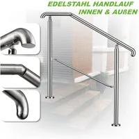 duschspa Handlauf 2–5 Stufen Edelstahl Geländer Eingangsgeländer für innen / außen, 108 cm Gesamtlänge, Eingangsgeländer, silber/schwarz, 108/136/162 cm