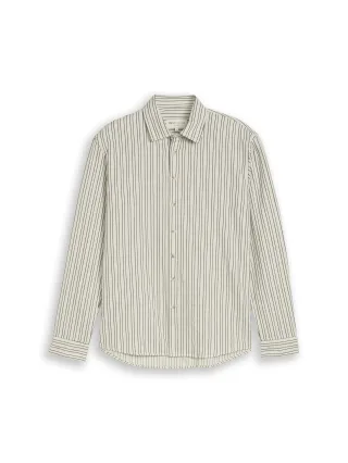 Denim Tom Tailor - Relaxed Fit Hemd aus strukturiertem Baumwollstoff greyish white stripe - Gr. - L