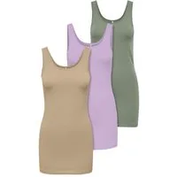 ONLY Tanktop Live Love (3-tlg) Lange Tops, elastische Baumwollqualität