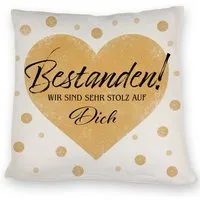 speecheese Dekokissen Bestanden Kissen mit Spruch Wir sind sehr stolz auf Dich