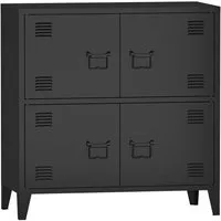 en.casa Mehrzweckschrank »Hamina« Büroschrank mit 4 Türen 80x40x82 cm Schwarz