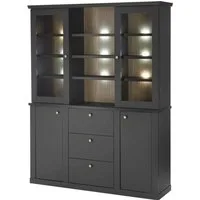 Home affaire Buffet Lincoln, Hochschrank im Landhausstil, moderner Schrank edles Design, messingfarbene Knopfgriffe, vielseitig einsetzbar