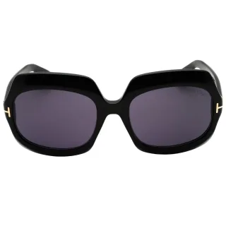 Tom Ford Glänzende Schwarze Übergroße Sonnenbrille In Rauchgrau
